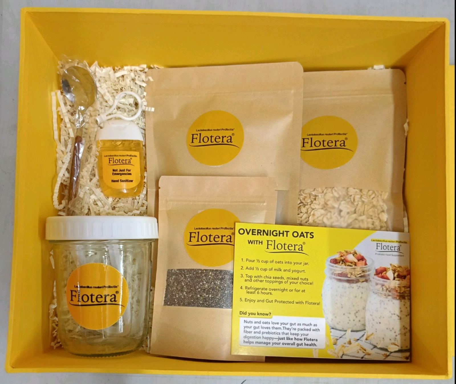 Flotera gift box with overnight oats kit, jar and scoop
